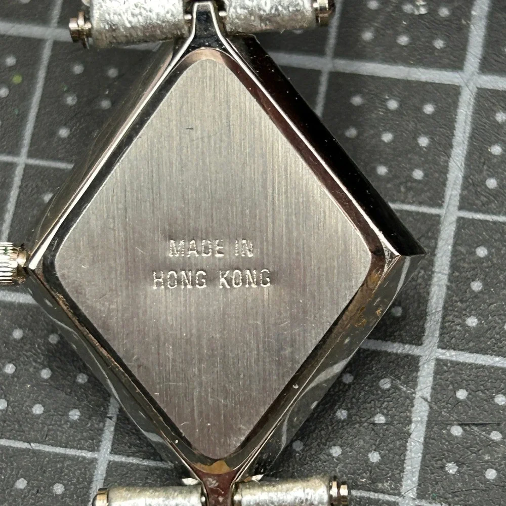 Pierre Nicol Womens Diamond Shape Rhinestone Silver Quartz Watch Leather‎ Strap